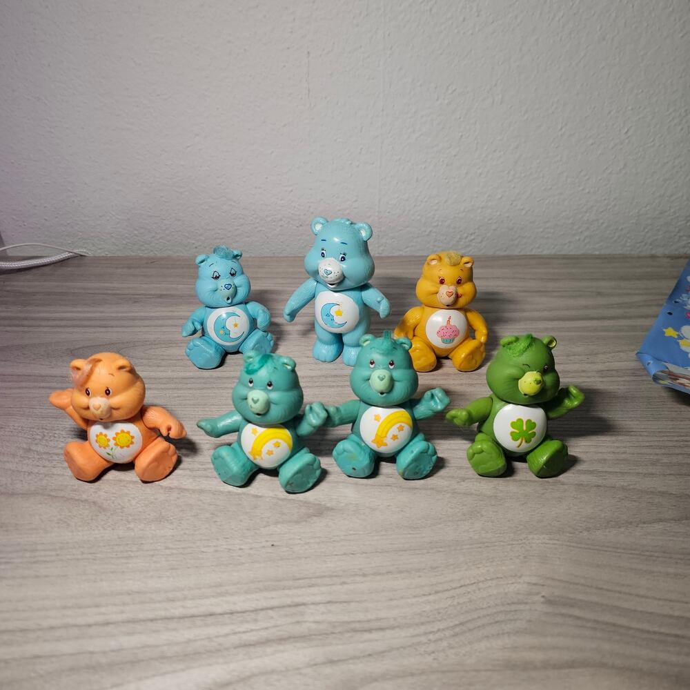 1980s Kenner Care Bears PVC Poseable Figure Lot of 7 Birthday Bedtime Wish Luck